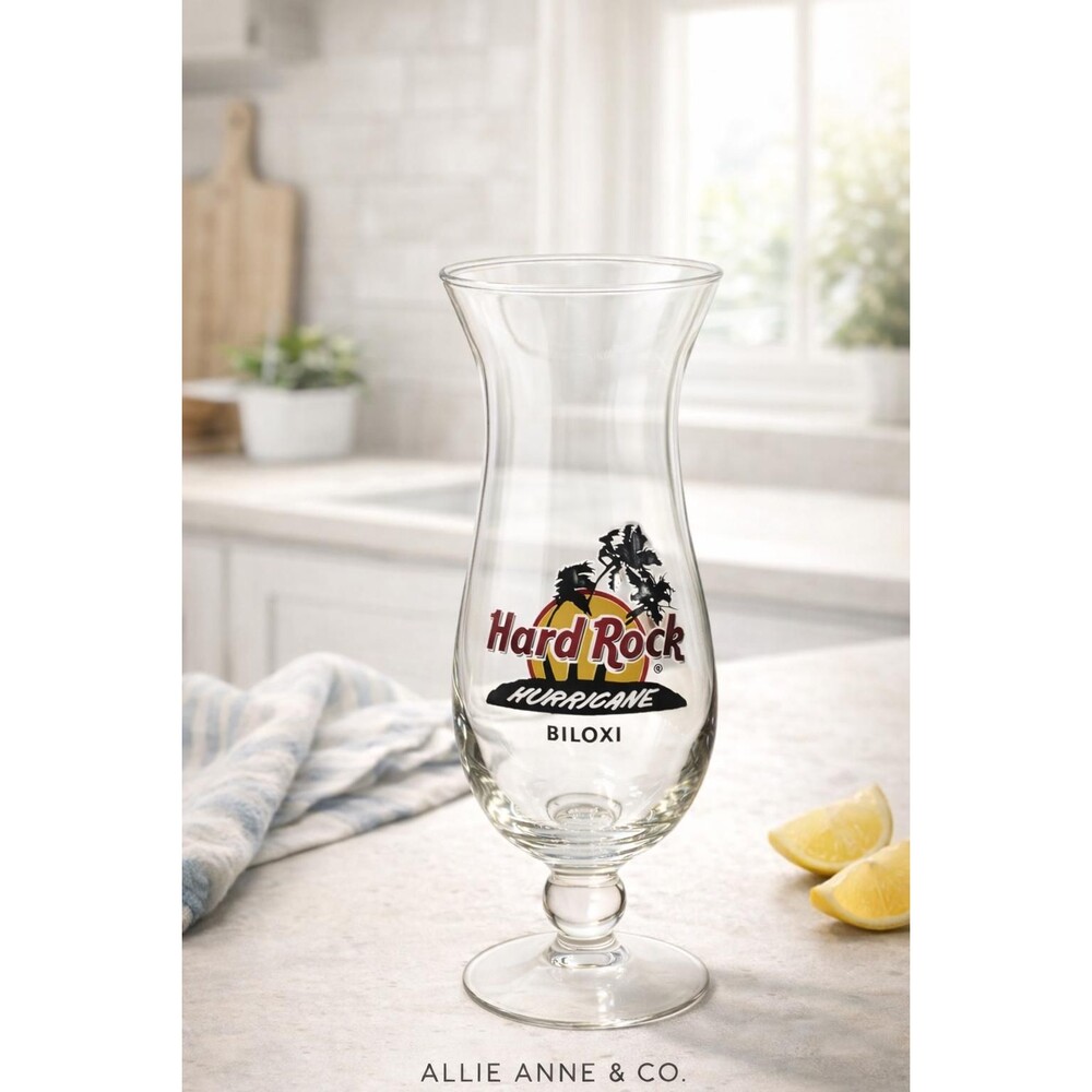 Hard Rock Cafe Biloxi Hurricane Glass | Mississippi Souvenir Barware | Collectib